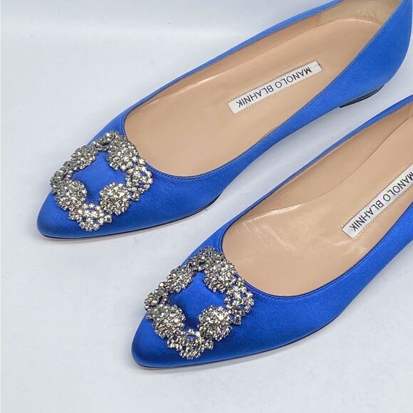 Manolo Blahnik  Hangisi 25MM Embellished Satin Flats size 36 - Picture 6 of 14